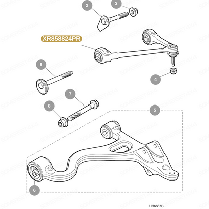 XR858824PR JAGUAR - WISHBONE-FRONT-UPPER-LH >(V)M45254  X200 From PROEVO+