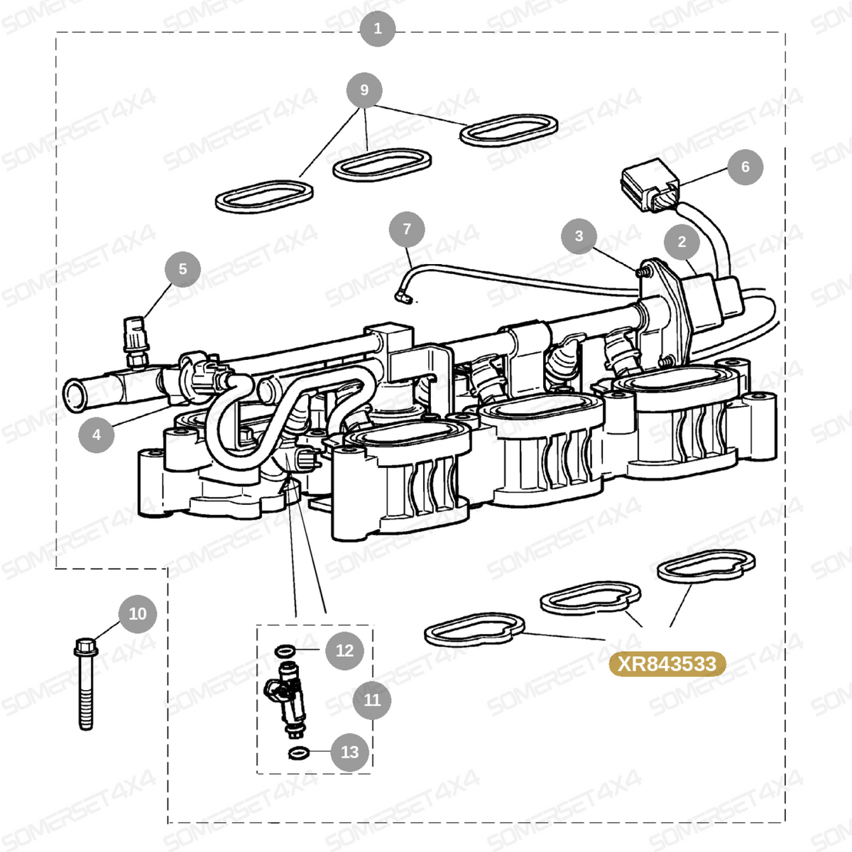 XR843533 GENUINE JAGUAR - GASKET-INLET MANIFLD