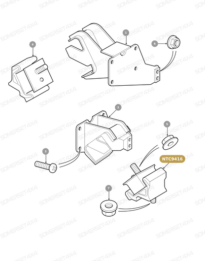 NTC9416 LAND ROVER - ENGINE MOUNTING - BLOCK - CRANKSHAFT AND PISTONS - 300TDI From ALLMAKES