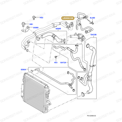 LR006158 LAND ROVER - HOSE - COOLANT WATER OUTLET- CYLINDER HD From ALLMAKES