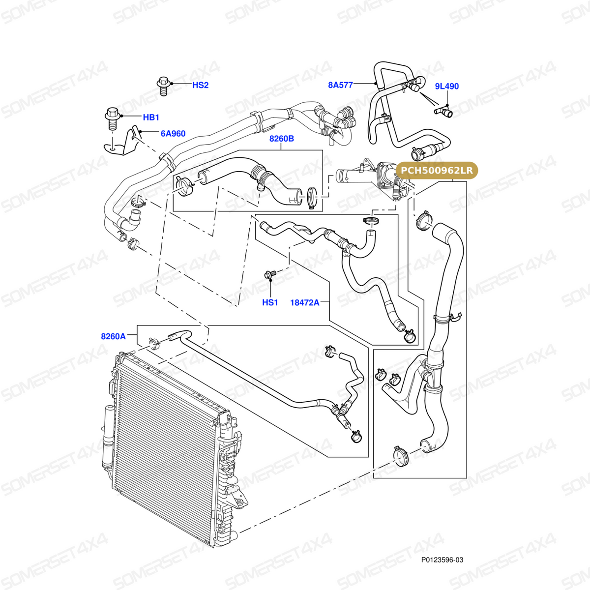 PCH500962LR GENUINE LAND ROVER - HOSE - HEATER WATER