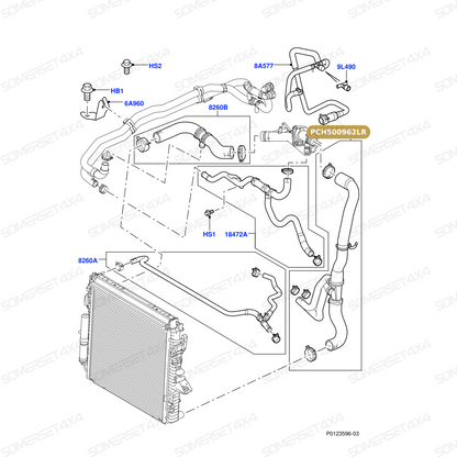 PCH500962LR GENUINE LAND ROVER - HOSE - HEATER WATER