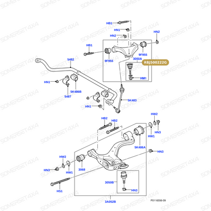 RBJ500222G LAND ROVER - ARM - FRONT SUSPENSION - R.H - UPPER From PR2 ALLMAKES