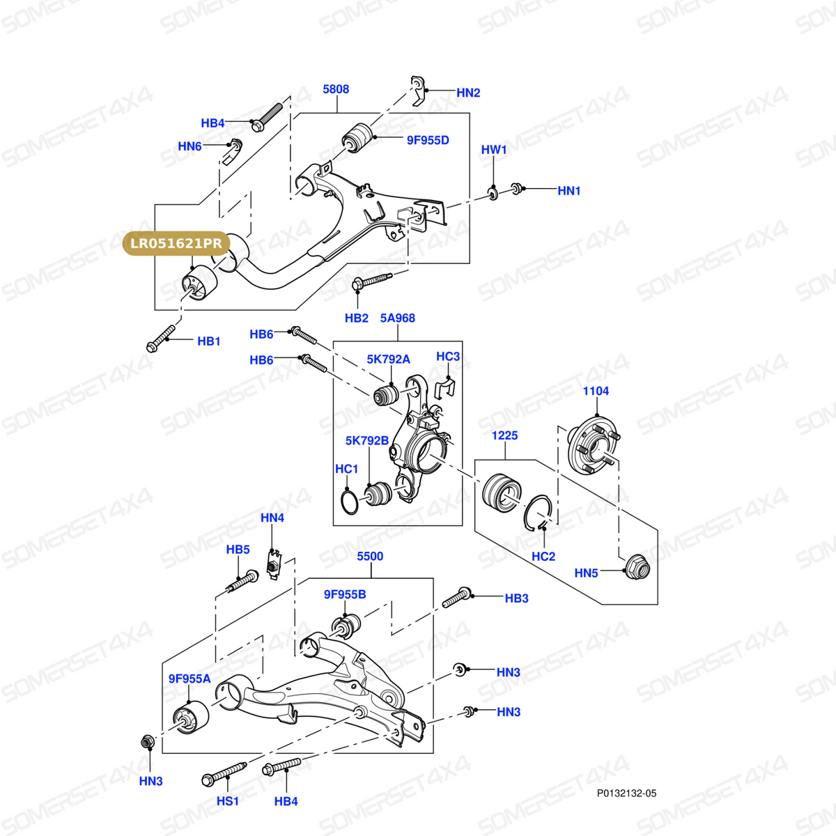 LR051621PR LAND ROVER - BUSH - SUSPENSION ARM - REAR RADIUS ARM From PROEVO+