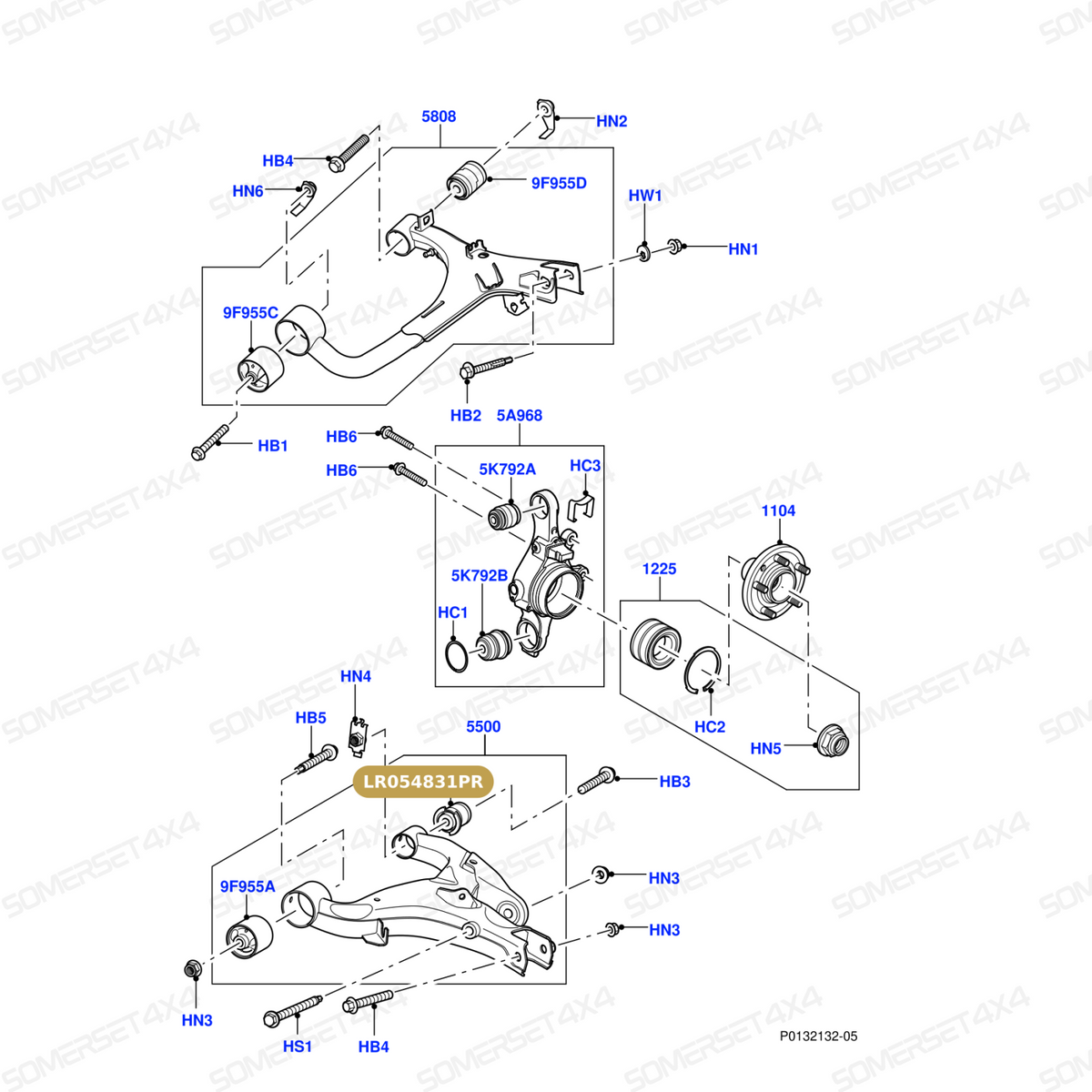 LR054831PR LAND ROVER - BUSH LOWER ARM - REAR - D3 - D4 From PROEVO+