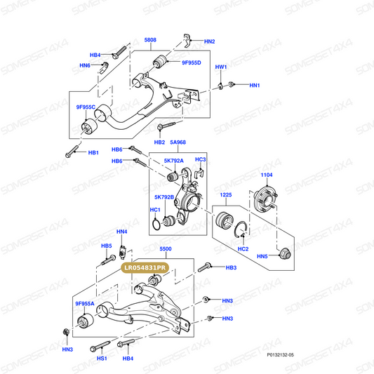 LR054831PR LAND ROVER - BUSH LOWER ARM - REAR - D3 - D4 From PROEVO+