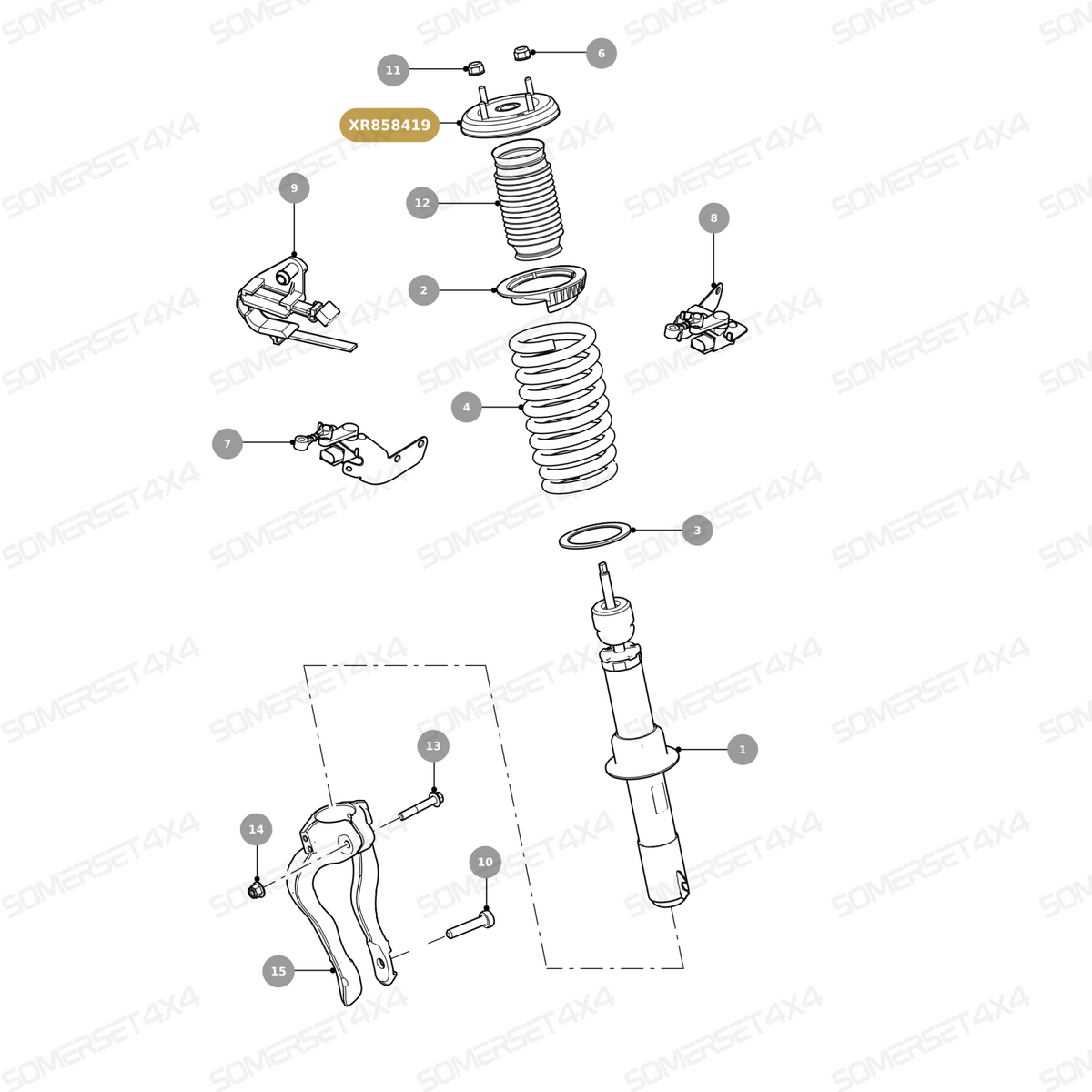 XR858419 GENUINE JAGUAR - MOUNTING-SPRING DAMP