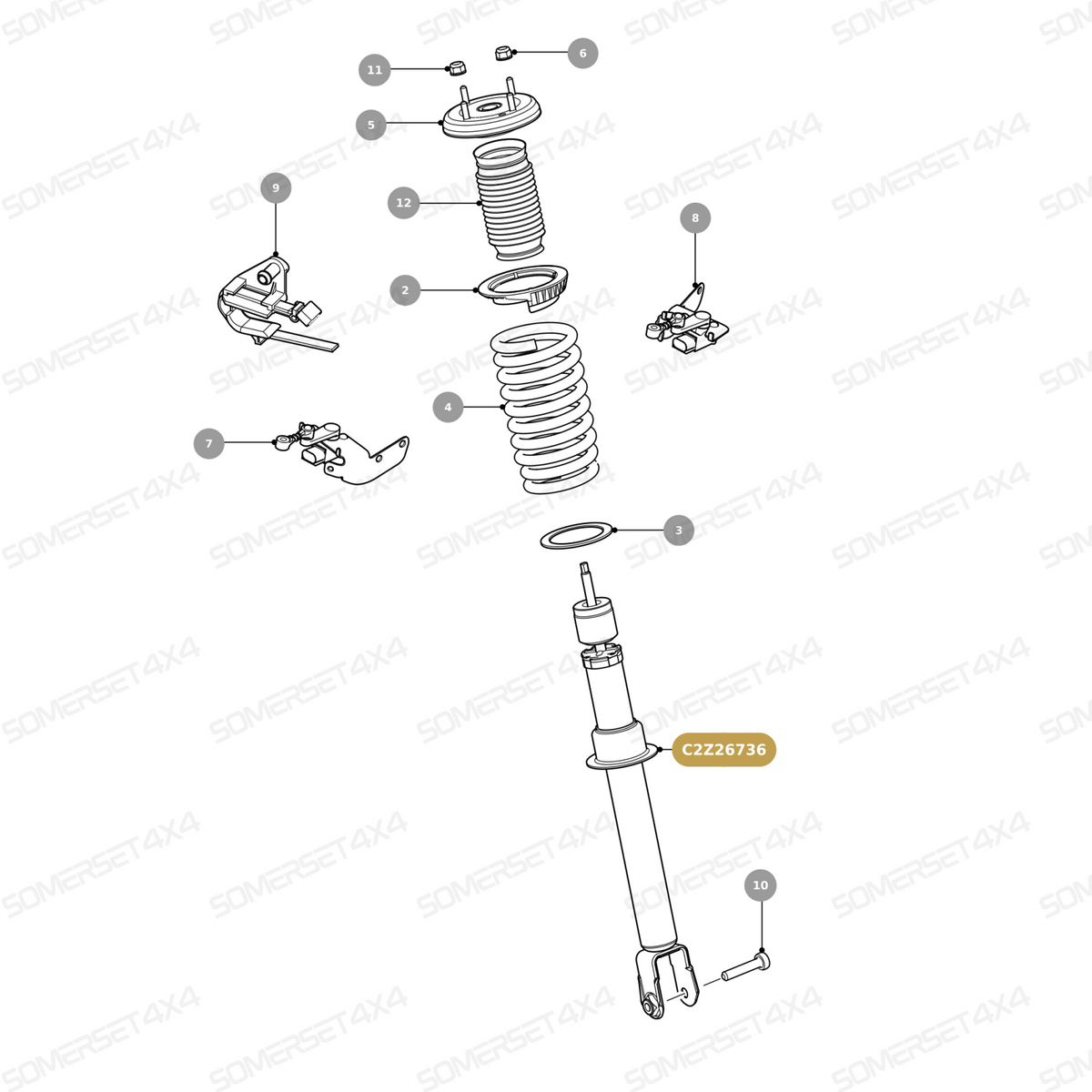C2Z26736 GENUINE JAGUAR - DAMPER-SUSPENSION