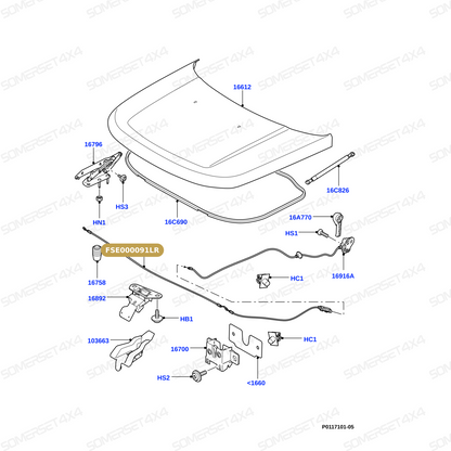 FSE000091LR GENUINE LAND ROVER - CABLE - HOOD CONTROL
