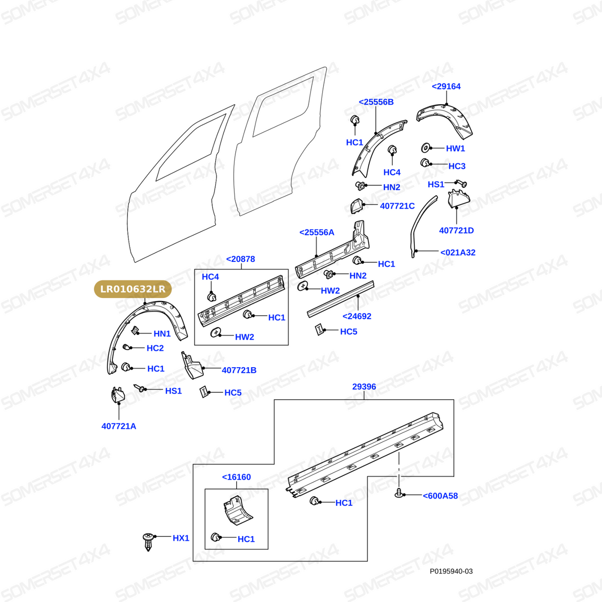 LR010632LR GENUINE LAND ROVER - MOULDING - FRONT WHEEL ARCH