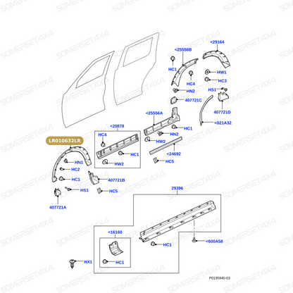 LR010632LR GENUINE LAND ROVER - MOULDING - FRONT WHEEL ARCH