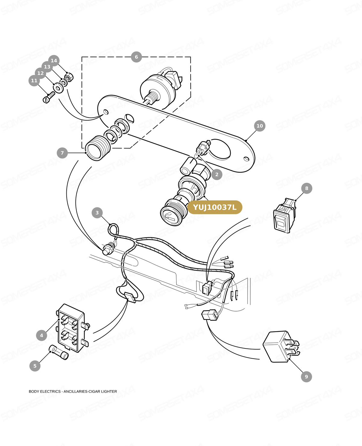 YUJ10037L CIGAR LIGHTER ASSY From ALLMAKES