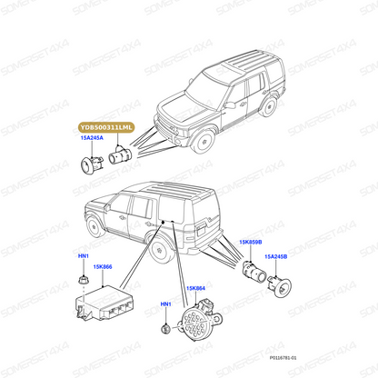 YDB500311LML LAND ROVER - SENSOR - PARKING AID - FRONT INNER - 90 DEGREE From ALLMAKES