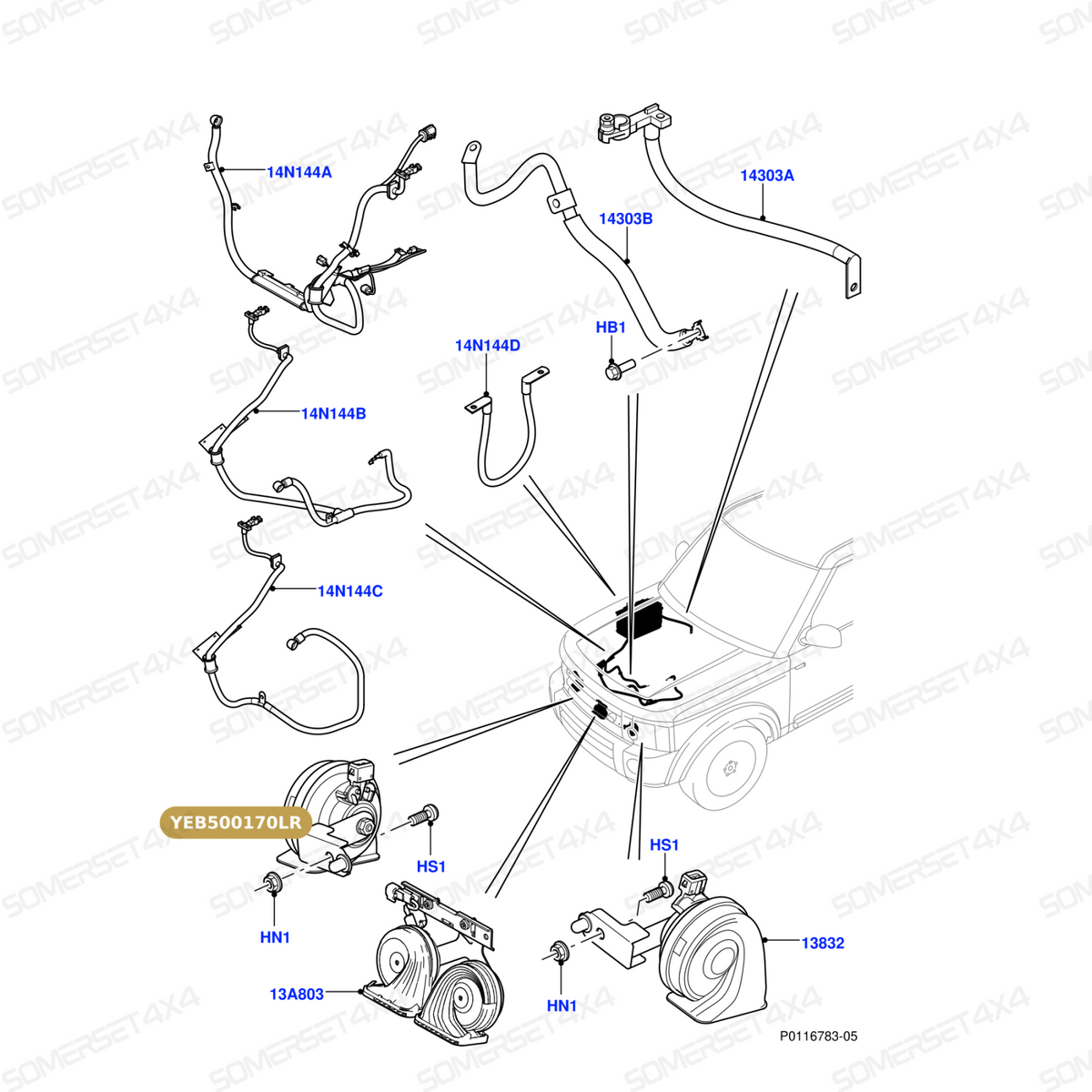 YEB500170LR GENUINE LAND ROVER - HORN