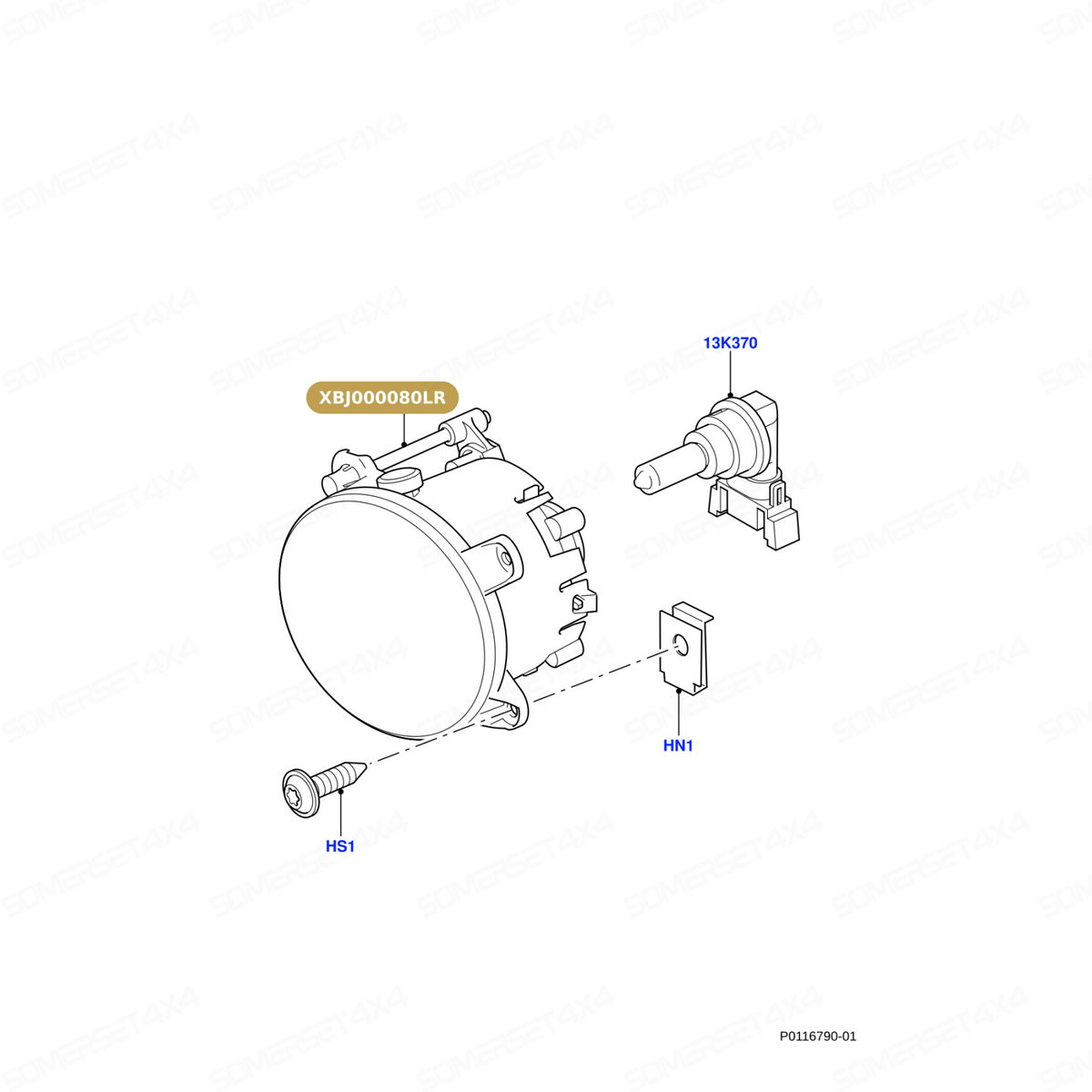 XBJ000080LR GENUINE LAND ROVER - LAMP - FOG - FRONT