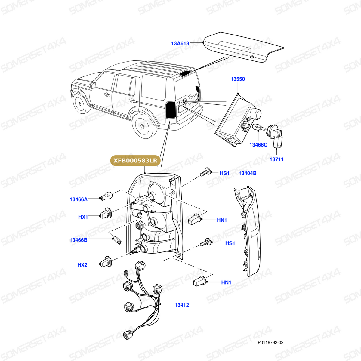 XFB000583LR GENUINE LAND ROVER - LAMP - REAR