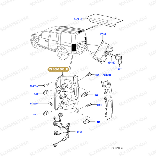 XFB000583LR GENUINE LAND ROVER - LAMP - REAR