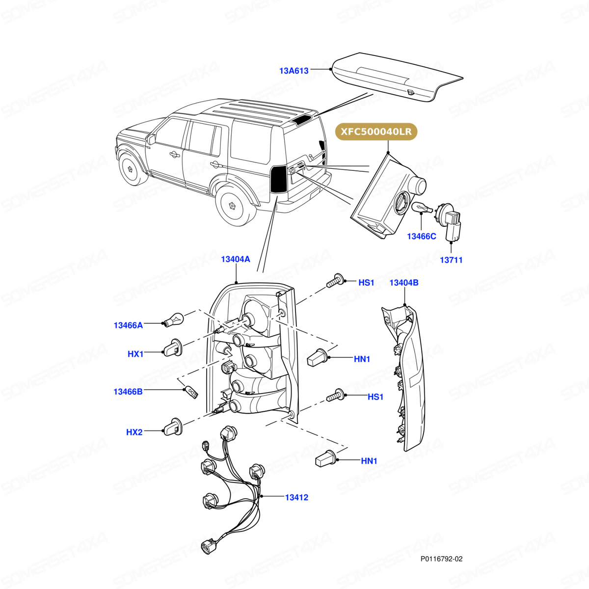 XFC500040LR GENUINE LAND ROVER - LAMP - LICENCE PLATE - WITH BULB