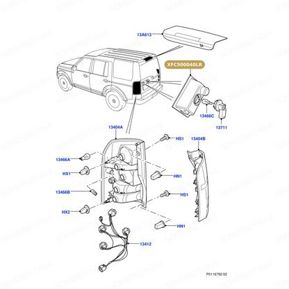 XFC500040LR GENUINE LAND ROVER - LAMP - LICENCE PLATE - WITH BULB
