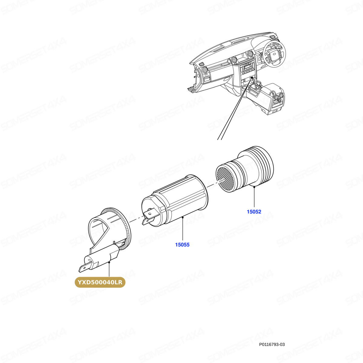 YXD500040LR GENUINE LAND ROVER - RING - LUMINOUS - CIGAR LIGHTER
