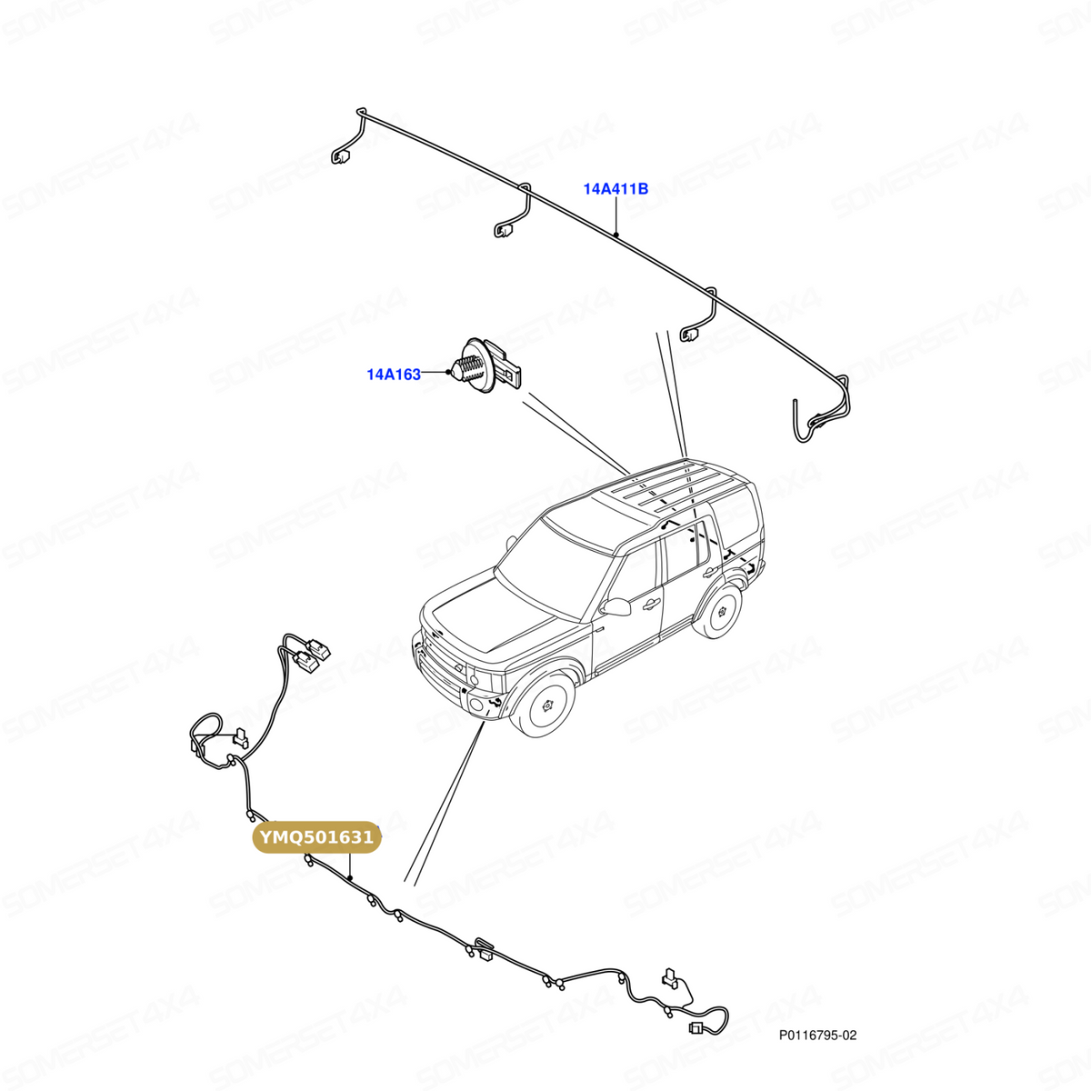 YMQ501631 LAND ROVER - WIRE ASSY From PR2 ALLMAKES OE
