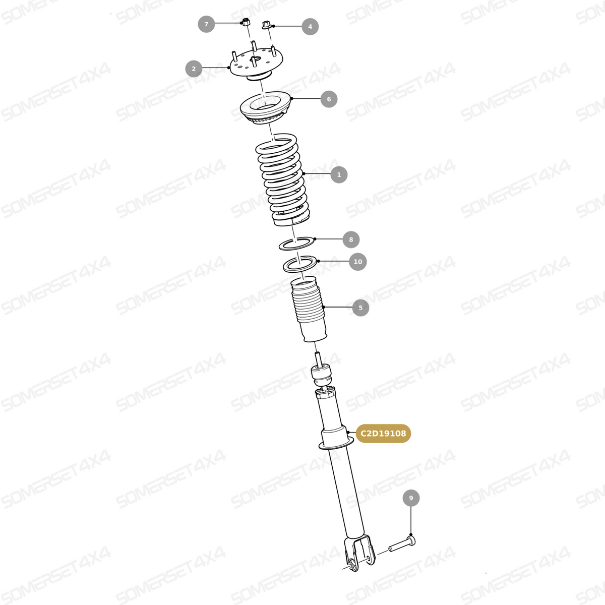 C2D19108 JAGUAR - DAMPER-SUSPENSION From Pressurised