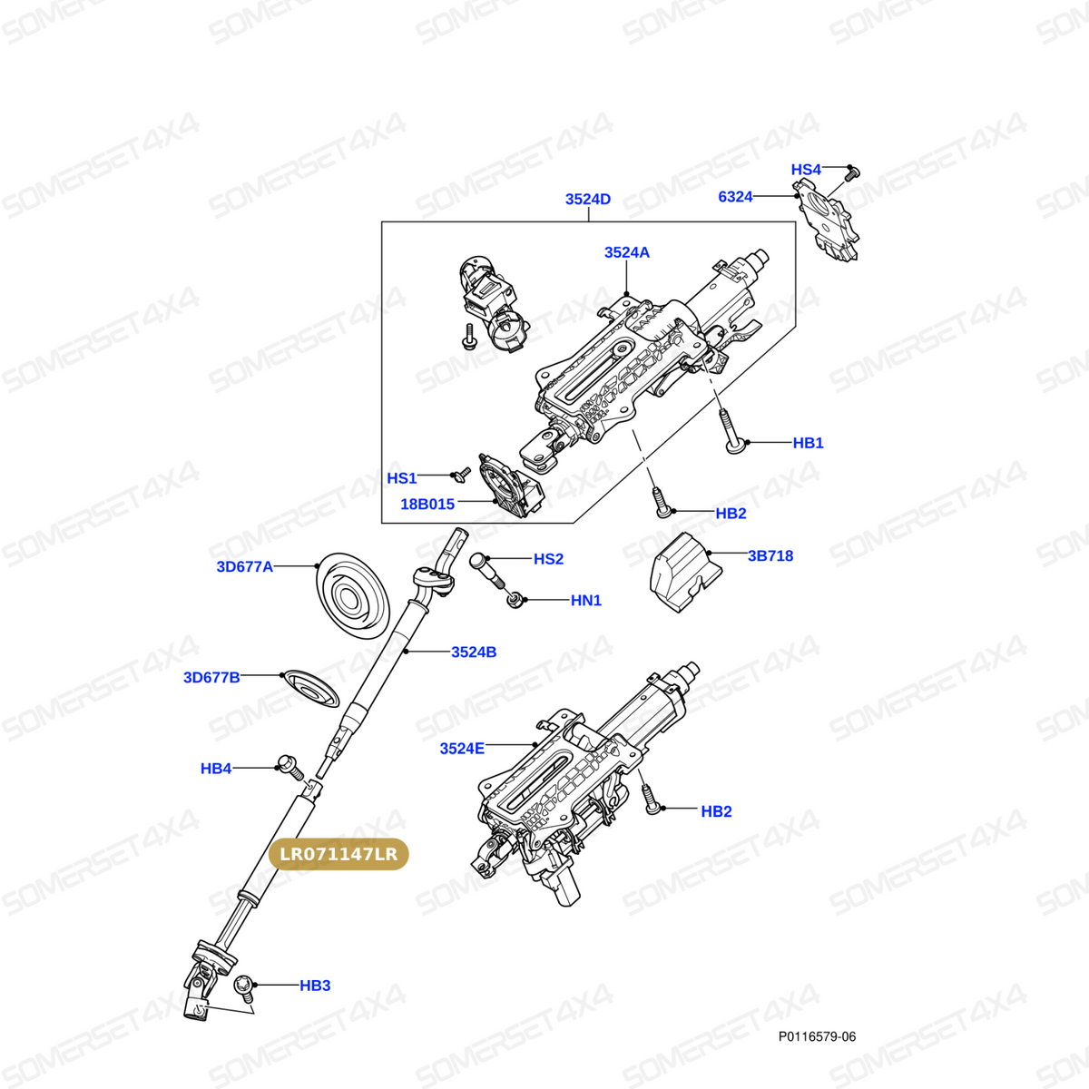 LR071147LR GENUINE LAND ROVER - SHAFT - STEERING