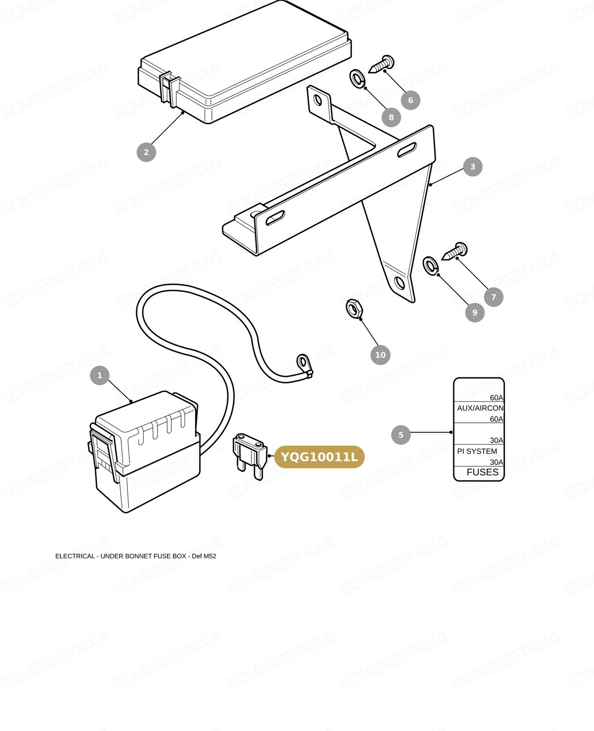 YQG10011L LAND ROVER - FUSE - 60A MAXI TYPE From PR2 ALLMAKES OE