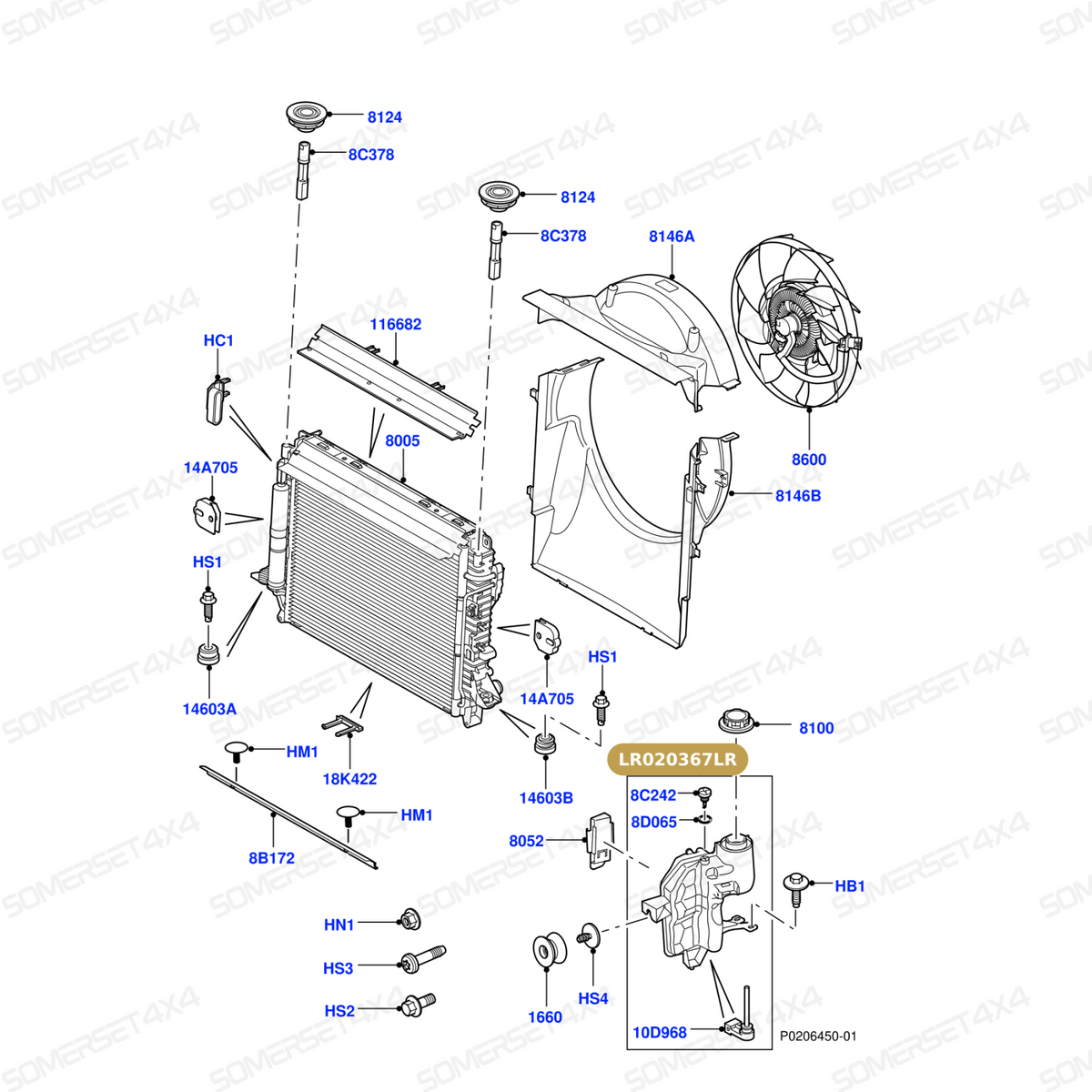 LR020367LR GENUINE LAND ROVER - TANK - RADIATOR OVERFLOW
