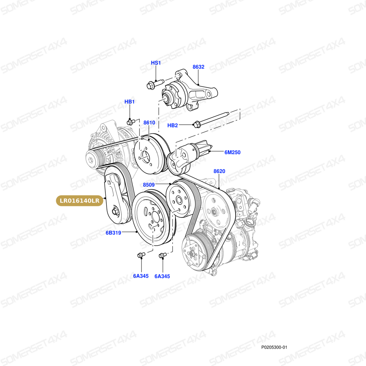 LR016140LR GENUINE LAND ROVER - TENSIONER - DRIVE BELT