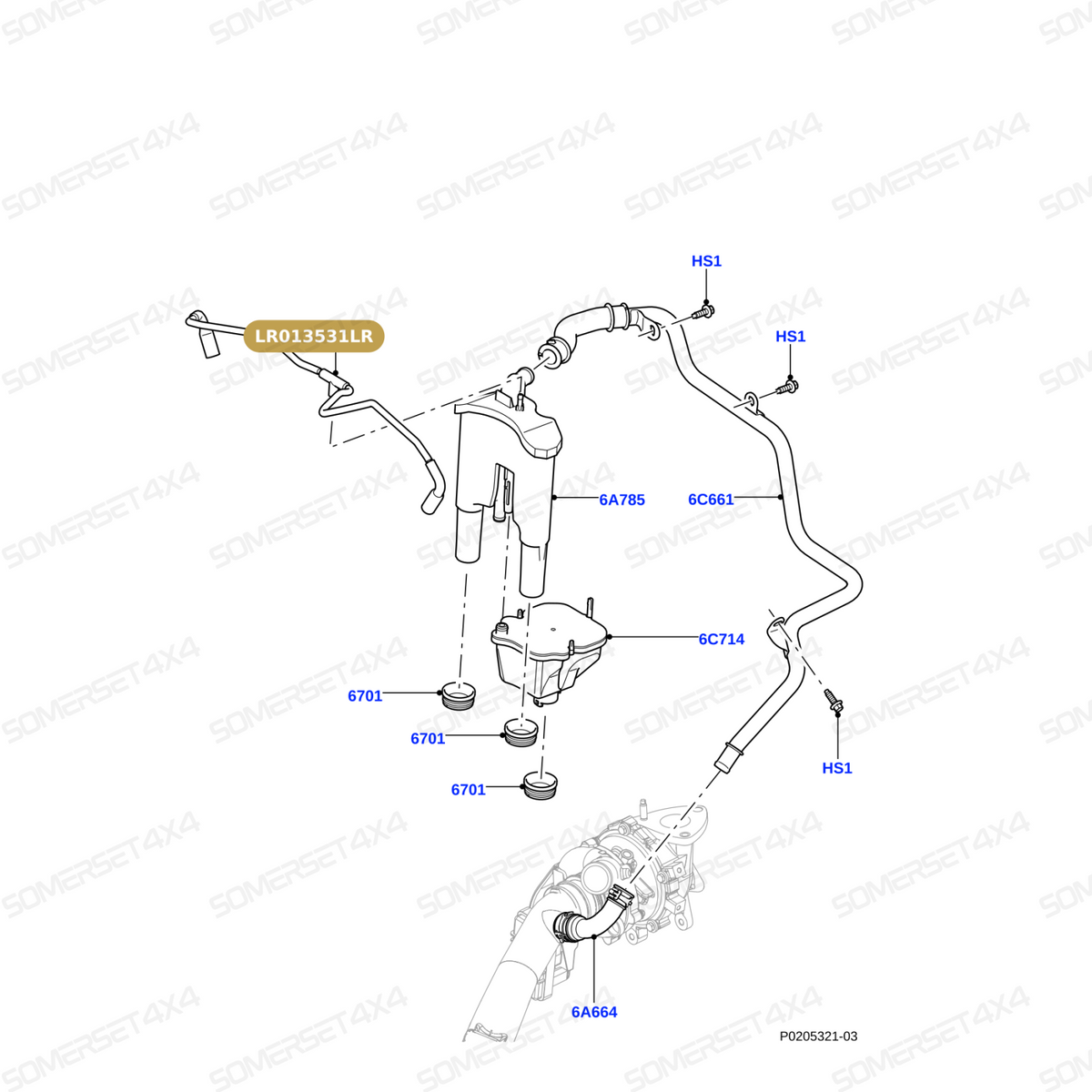 LR013531LR GENUINE LAND ROVER - PIPE - OIL SEPARATOR