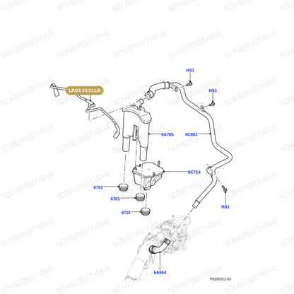 LR013531LR GENUINE LAND ROVER - PIPE - OIL SEPARATOR