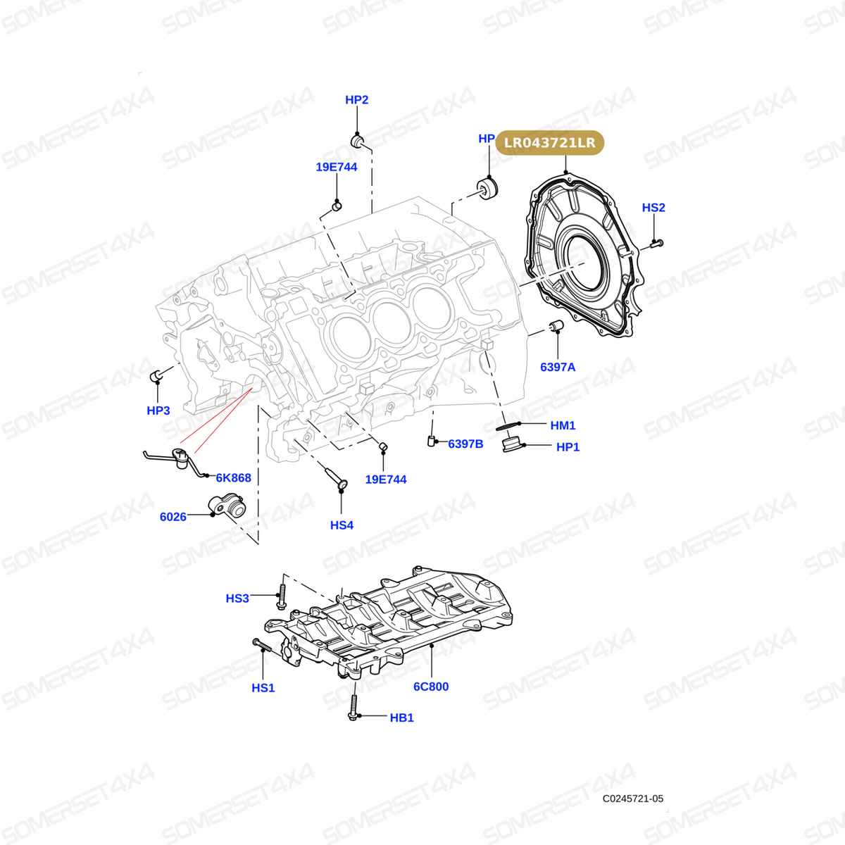 LR043721LR GENUINE LAND ROVER - RETAINER AND SEAL - CRANKSHAFT