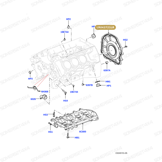 LR043721LR GENUINE LAND ROVER - RETAINER AND SEAL - CRANKSHAFT