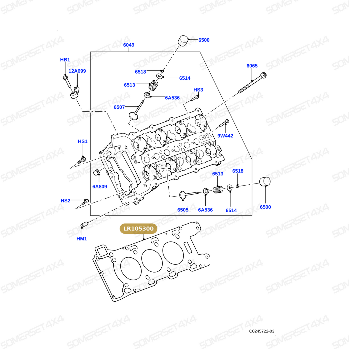 LR105300 LAND ROVER - GASKET - CYLINDER HEAD From ALLMAKES