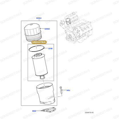 LR011279LR GENUINE LAND ROVER - Filter  - Oil - Element And Seal