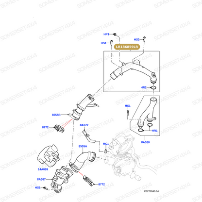 LR186859LR GENUINE LAND ROVER - TUBE - WATER INLET