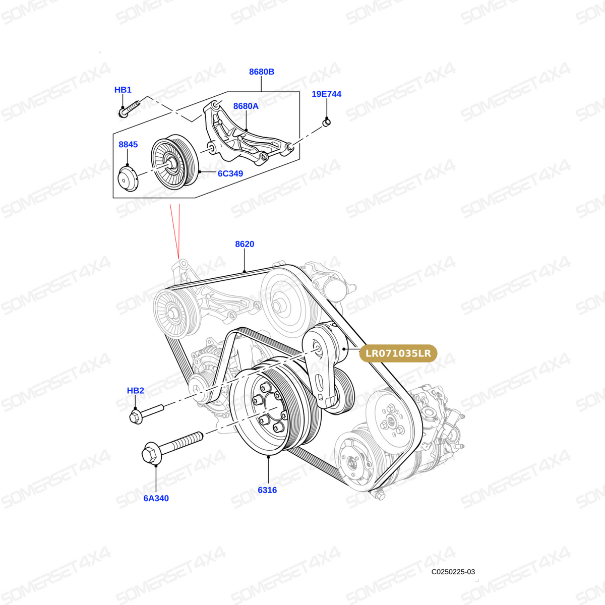 LR071035LR GENUINE LAND ROVER - TENSIONER - DRIVE BELT