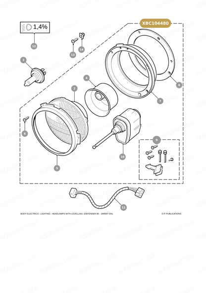 XBC104480 LAND ROVER - HEADLAMP-LEVELL From WIPAC