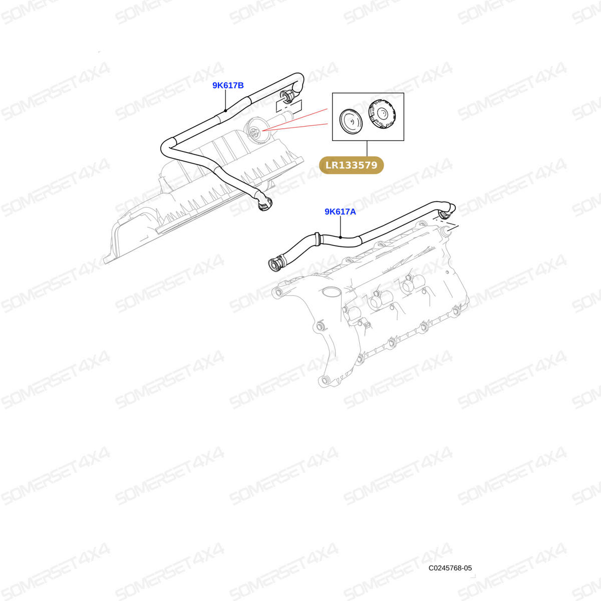 LR133579 LAND ROVER - SERVICE KIT-PCV VALVE 3.0SC 5.0NA+SC L319;L320;L322;L405;L462;L494 From ALLMAKES