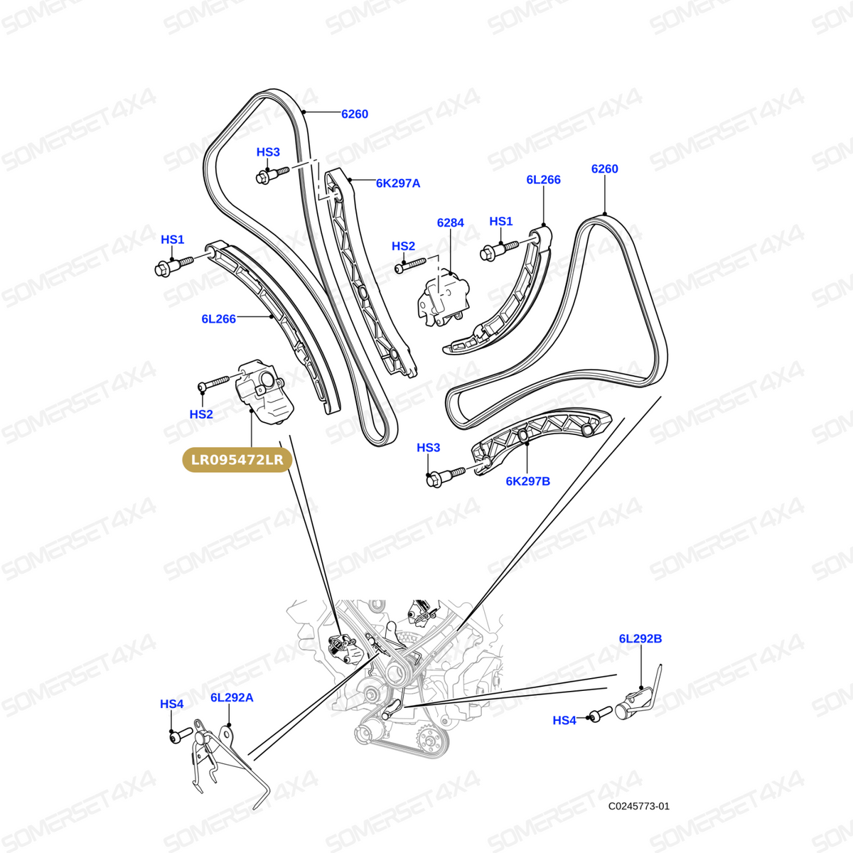LR095472LR GENUINE LAND ROVER - TENSIONER - TIMING CHAIN