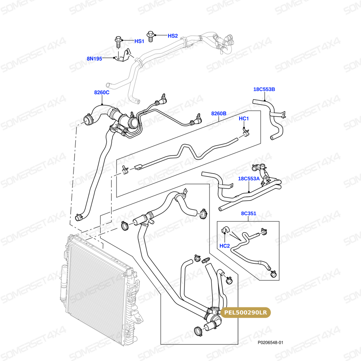 PEL500290LR GENUINE LAND ROVER - HOSE - RADIATOR