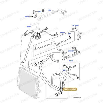 PEL500290LR GENUINE LAND ROVER - HOSE - RADIATOR