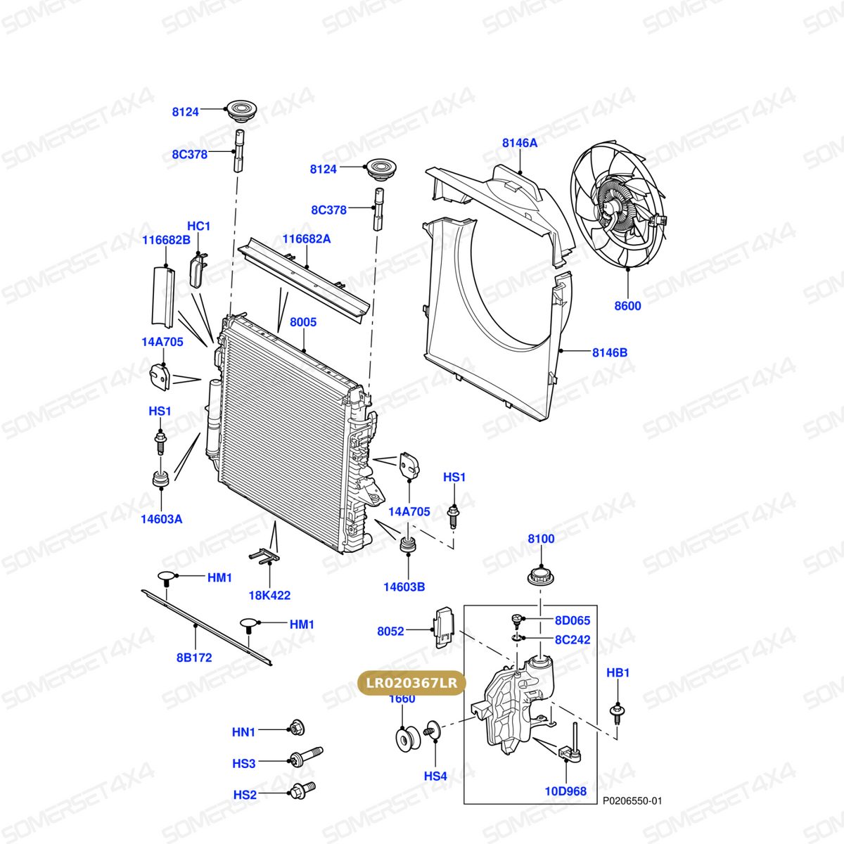 LR020367LR GENUINE LAND ROVER - TANK - RADIATOR OVERFLOW
