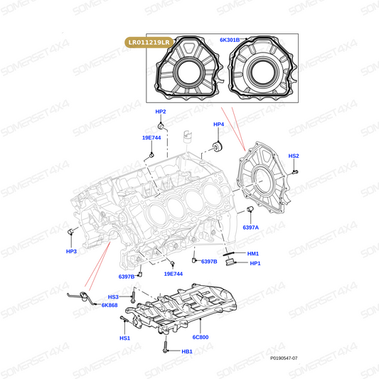 LR011219LR GENUINE LAND ROVER - RETAINER AND SEAL - CRANKSHAFT
