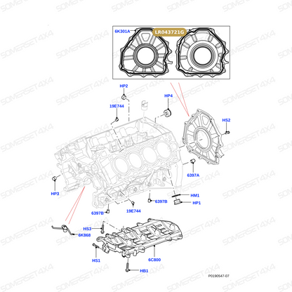 LR043721G LAND ROVER - OIL SEAL+HOUSING ASSEMBLY-CRANKSHAFT-REAR 3.0SC 5.0NA+SC(AJ126)(AJ133) From ELRING