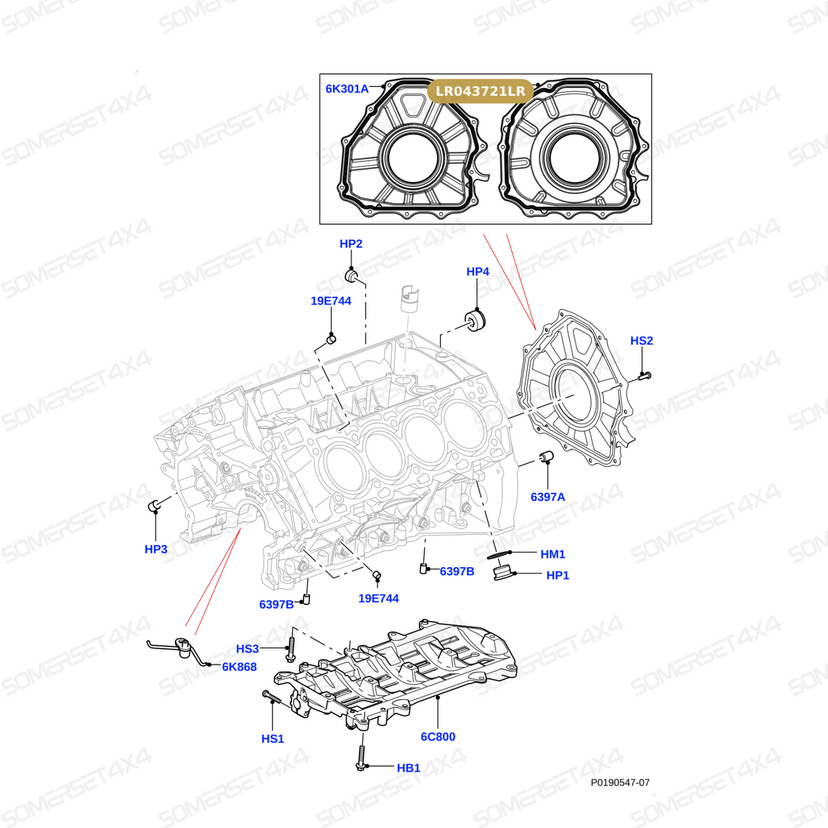 LR043721LR GENUINE LAND ROVER - RETAINER AND SEAL - CRANKSHAFT