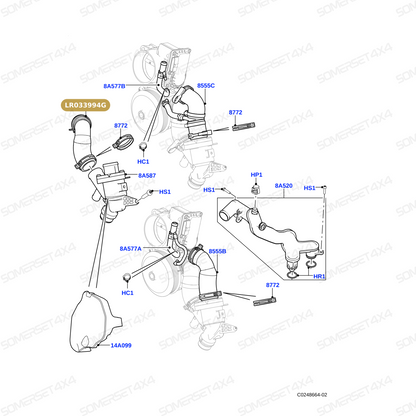 LR033994G LAND ROVER - TUBE-COOLANT-PUMP TO TSTAT 3.0SC 5.0NA+SC From PR2 ALLMAKES OE