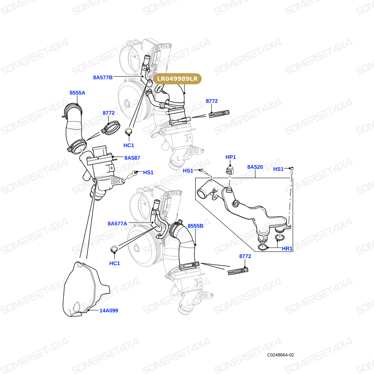 LR049989LR GENUINE LAND ROVER - TUBE - WATER OUTLET