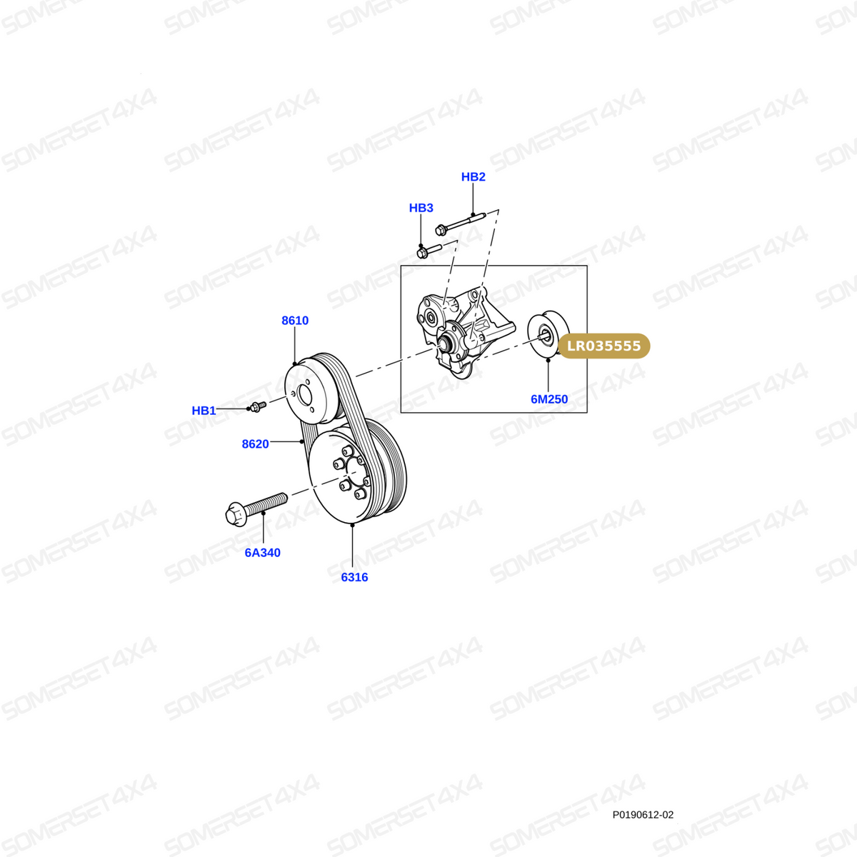 LR035555 LAND ROVER - BRACKET WITH IDLER AND BEARING FAN - FITS From ALLMAKES